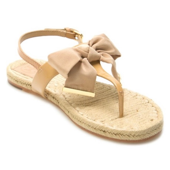 Tory Burch Penny Flat Bow Espadrille Thong Sandal - Picture 3 of 10